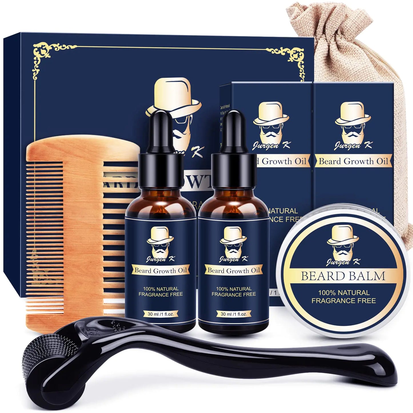 Dluxe Ave. Beard Kit for Men with Beard Growth Oil/ 2 Packs