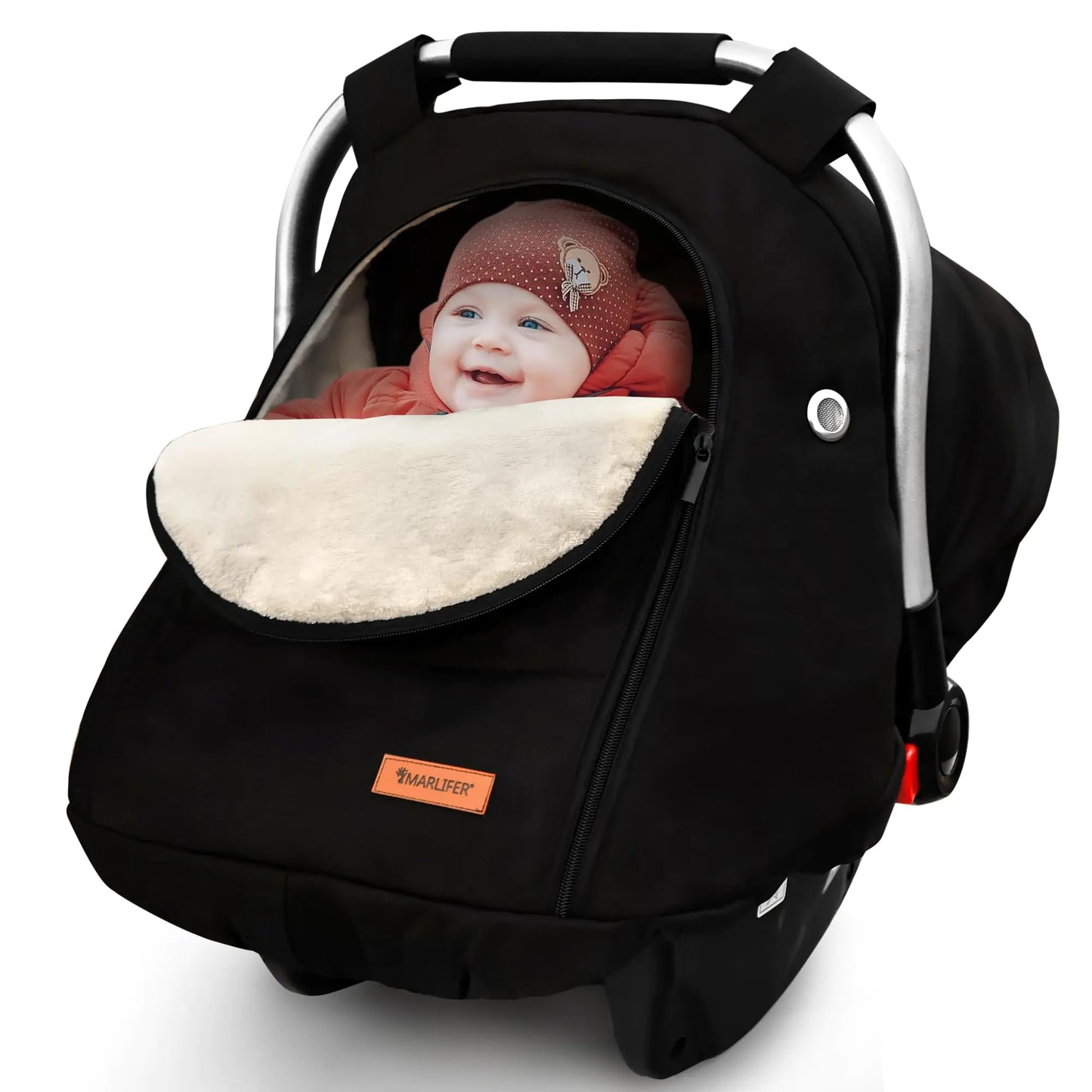 Dluxe Ave. Waterproof Winter Baby Car Seat Cover Carseat Cover Boys Cozy & Warm Cover Infant Car Seat Canopy Universal Cold Weather Shield Black