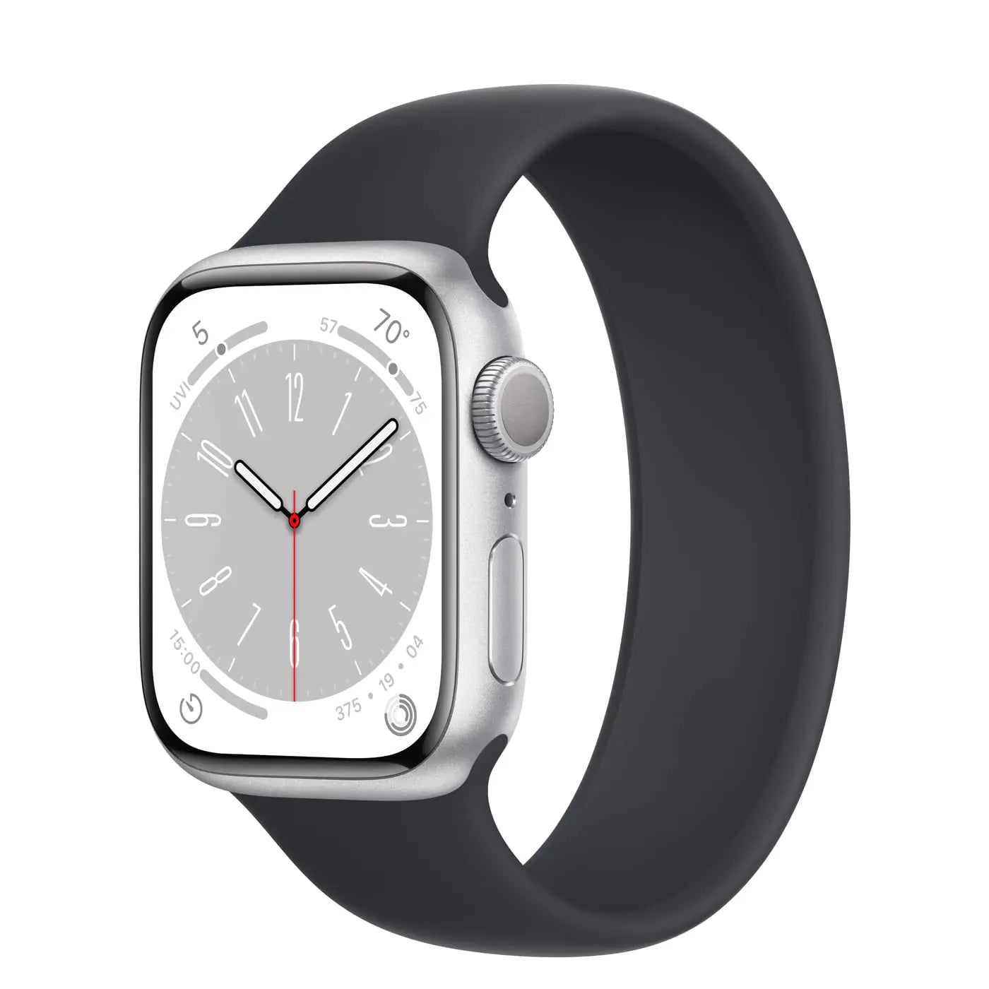 Dluxe Ave. Apple Watch Series 8 (GPS 41MM) - Silver Aluminum Case with Midnight Solo Loop (Renewed)