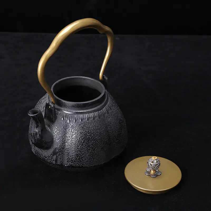 Dluxe Ave. Handcrafted Pumpkin Iron Teapot for Brewing Tea