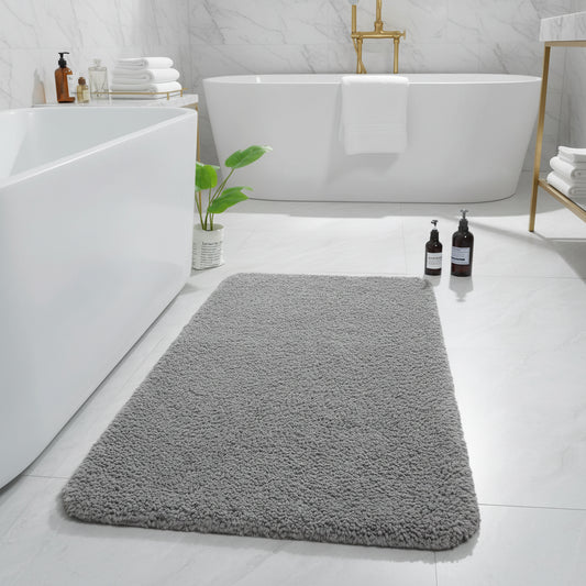Dluxe Ave. Luxury Long Bathroom Runner Rug, 24x48 Inch/ Thick Soft and Absorbent Microfiber (Grey)