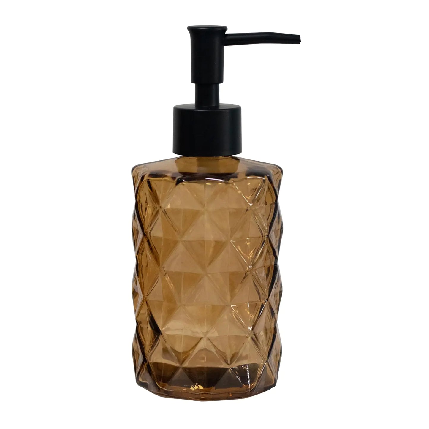Dluxe Ave. Brown Bathroom Soap Dispenser with Black Plastic Pump 12oz Glass Lotion Dispenser Crystal Hand Soap Dispenser