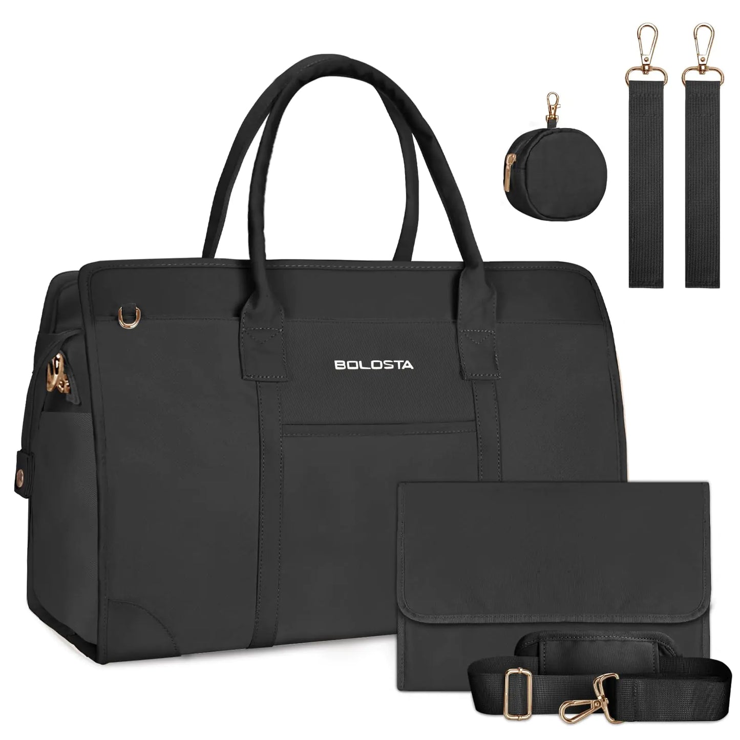 Dluxe Ave. BOLOSTA Diaper Bag Tote for Women Diaper Bag Tote with Changing Pad Large Capacity Mommy Bag for Hospital and Weekender Multi-functional Travel Maternity Bag for New Mommy Essential Black