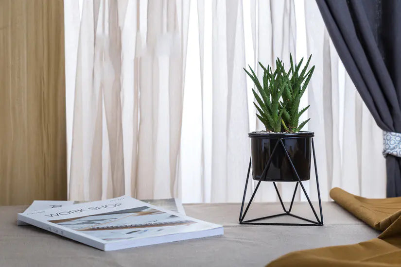 Dluxe Ave. Nordic Triangle Ceramic Planter with Iron Stand Set