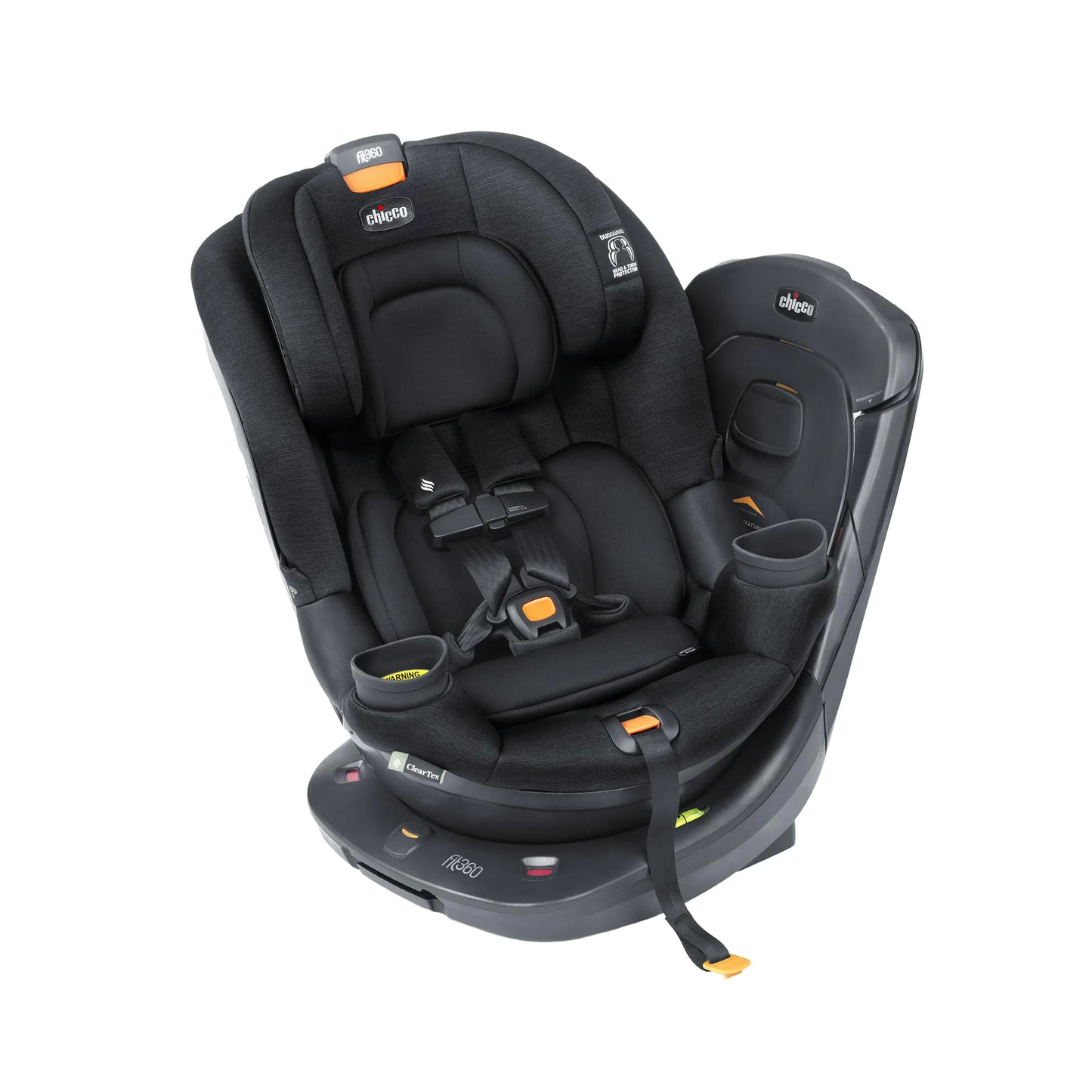 Dluxe Ave.  (Out of Stock) Chicco Fit360 ClearTex Rotating Convertible Car Seat with 360 Degree Rotation for Rear-Facing and Forward-Facing Usage LeverLock Self-Tensioning Lock System | Black/Black