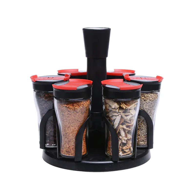Dluxe Ave. Rotary Spice Bottle Rack and Condiment Set for Kitchen