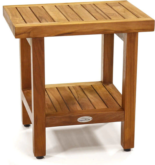 Dluxe Ave. AquaTeak The Original 18" Spa Teak Shower Bench with Shelf