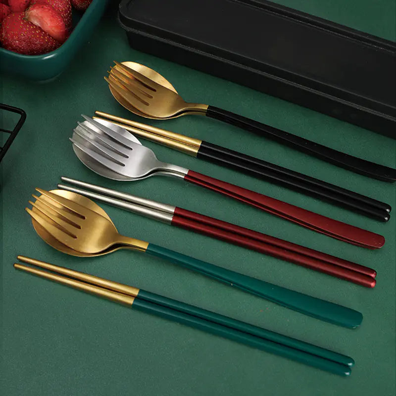 Dluxe Ave. Portable Stainless Steel Cutlery Set with Storage Box