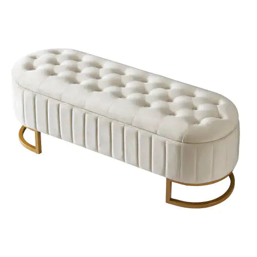 Dluxe Ave. Elegant Fabric Velvet Storage Footstool