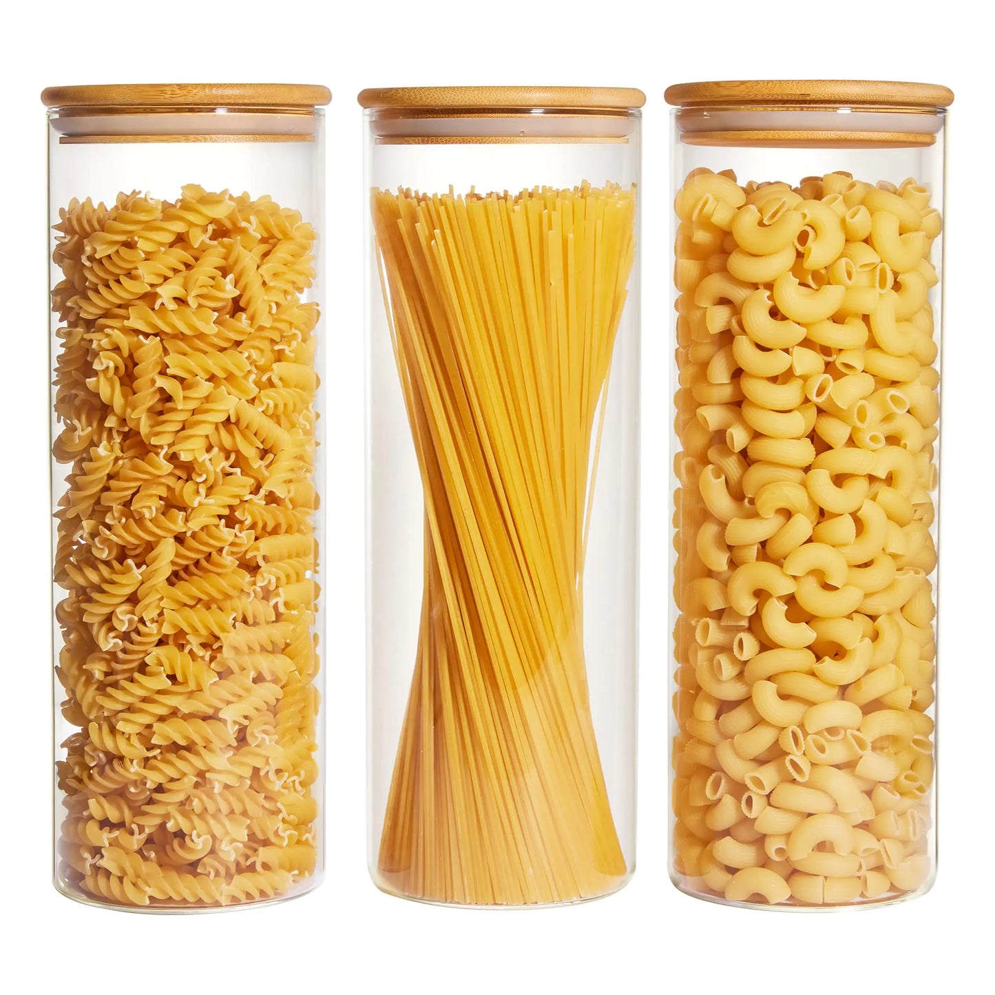Dluxe Ave. Glass Food Storage Jars/ 3 Pack Large Containers with Airtight Bamboo Wooden Lids/BPA Free