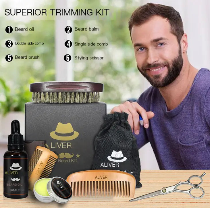 Dluxe Ave. Beard Comb, Beard Balm, Grooming Tools Set