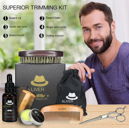 Dluxe Ave. Beard Comb, Beard Balm, Grooming Tools Set