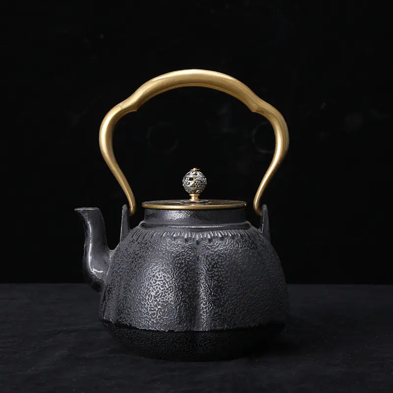 Dluxe Ave. Handcrafted Pumpkin Iron Teapot for Brewing Tea