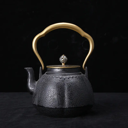 Dluxe Ave. Handcrafted Pumpkin Iron Teapot for Brewing Tea