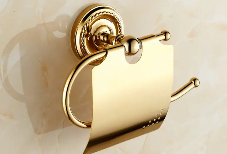 Dluxe Ave. Waterproof Toilet Paper Holder - Gold Brass Design