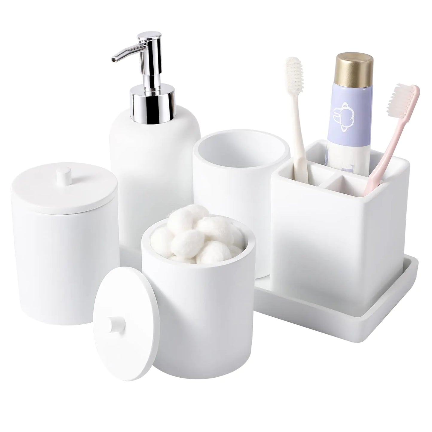 Dluxe Ave. Resin 6 Pcs White Bathroom Set