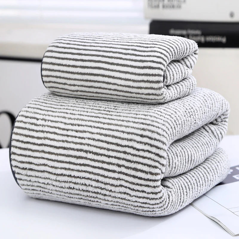 Dluxe Ave. Coral Fleece Bath Towel Set, Bamboo Charcoal Fiber