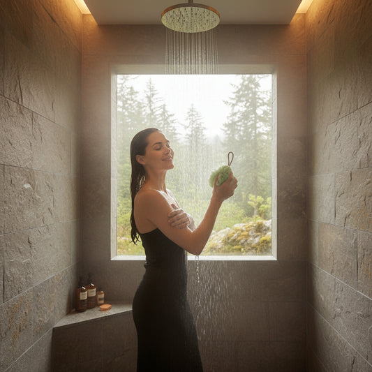 Dluxe Ave. Large Japanese Bath Towel and Exfoliating Bath Ball