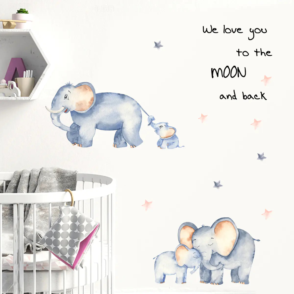 Dluxe Ave. Kids Cartoon Elephant Wall Stickers - PVC Waterproof Decals