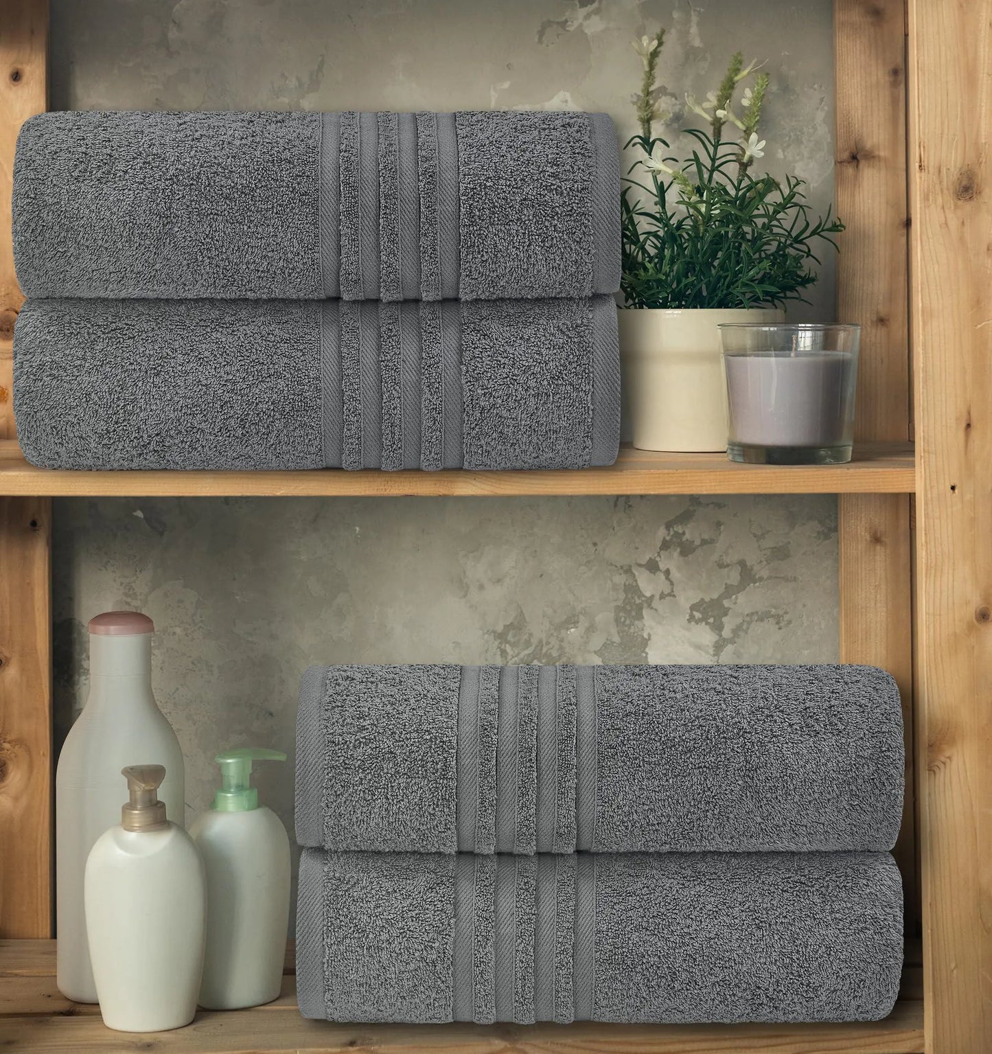 Dluxe Ave. Wealuxe Grey Bath Towels Set of 4 Cotton 27x54 Inch Body Towel for Hotel Gym