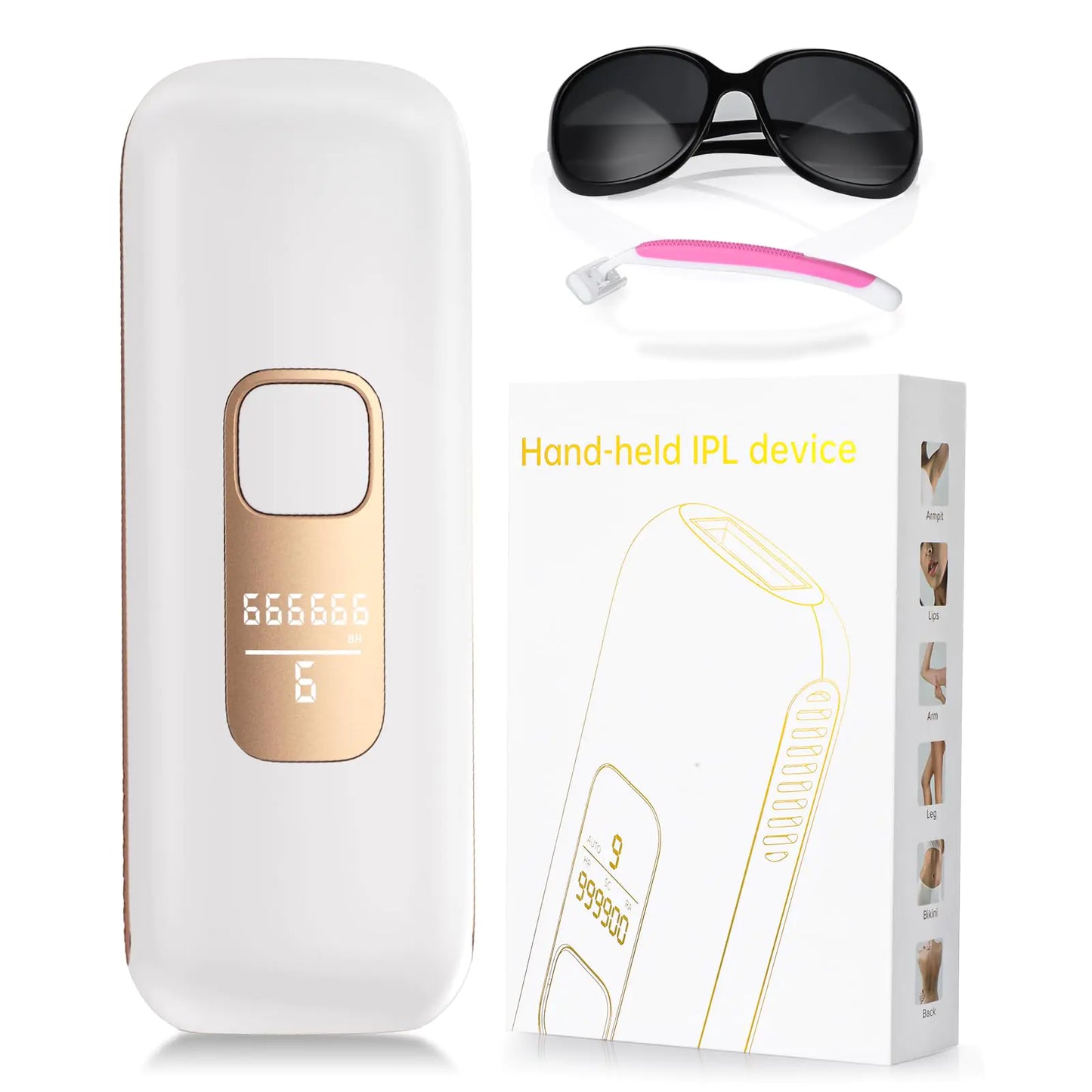 Dluxe Ave. Laser Hair Removal 3-in-1/ Hair Remover Epilators/ Face Arms Legs Armpits Bikini with 2 Mode 9 Energy Levels
