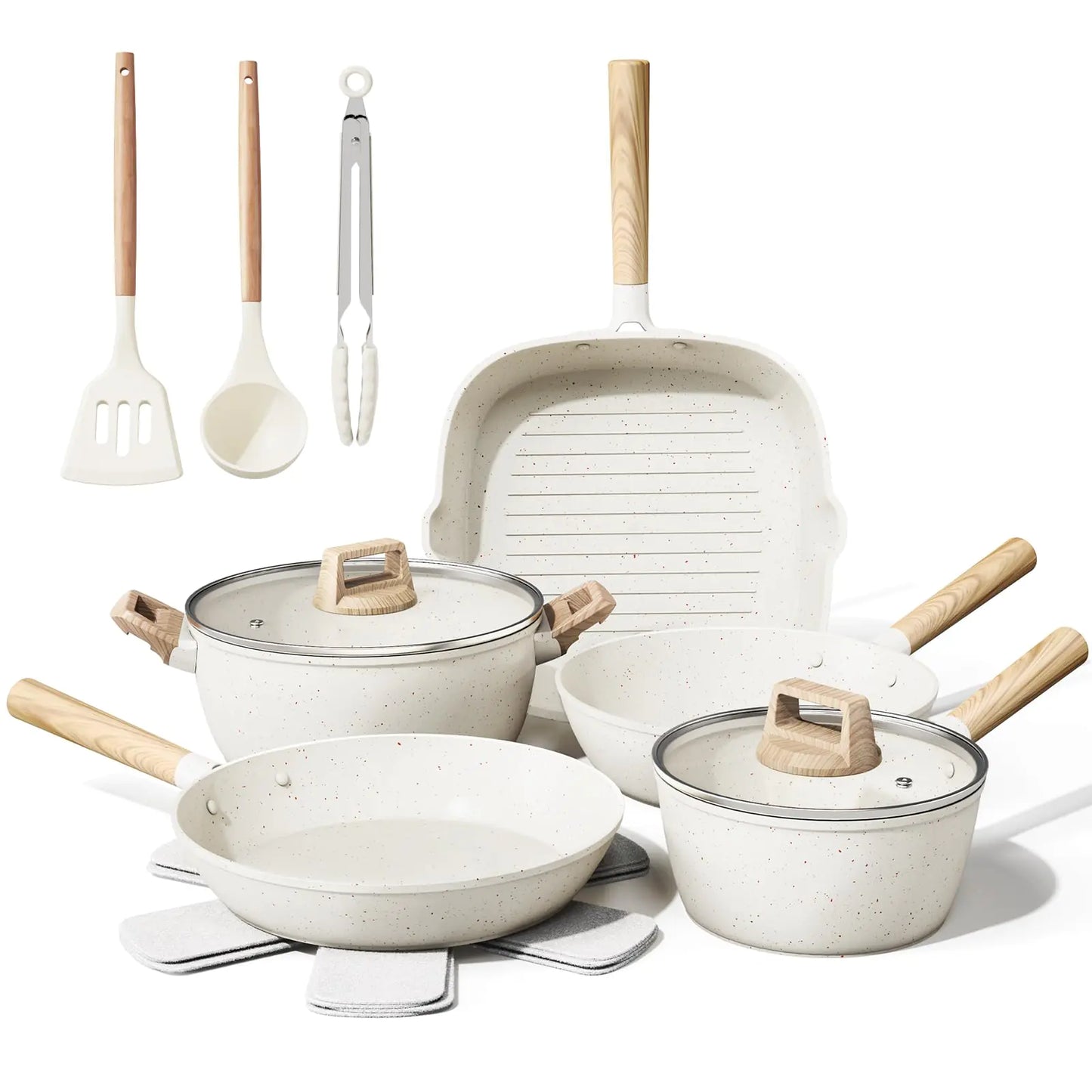 Dluxe Ave. 14 Pcs Pots and Pans Set / Non Stick Large Capacity Ceramic Cookware