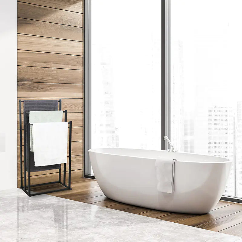 Dluxe Ave. Freestanding Towel Rack - No Drilling Metal Bathroom Stand