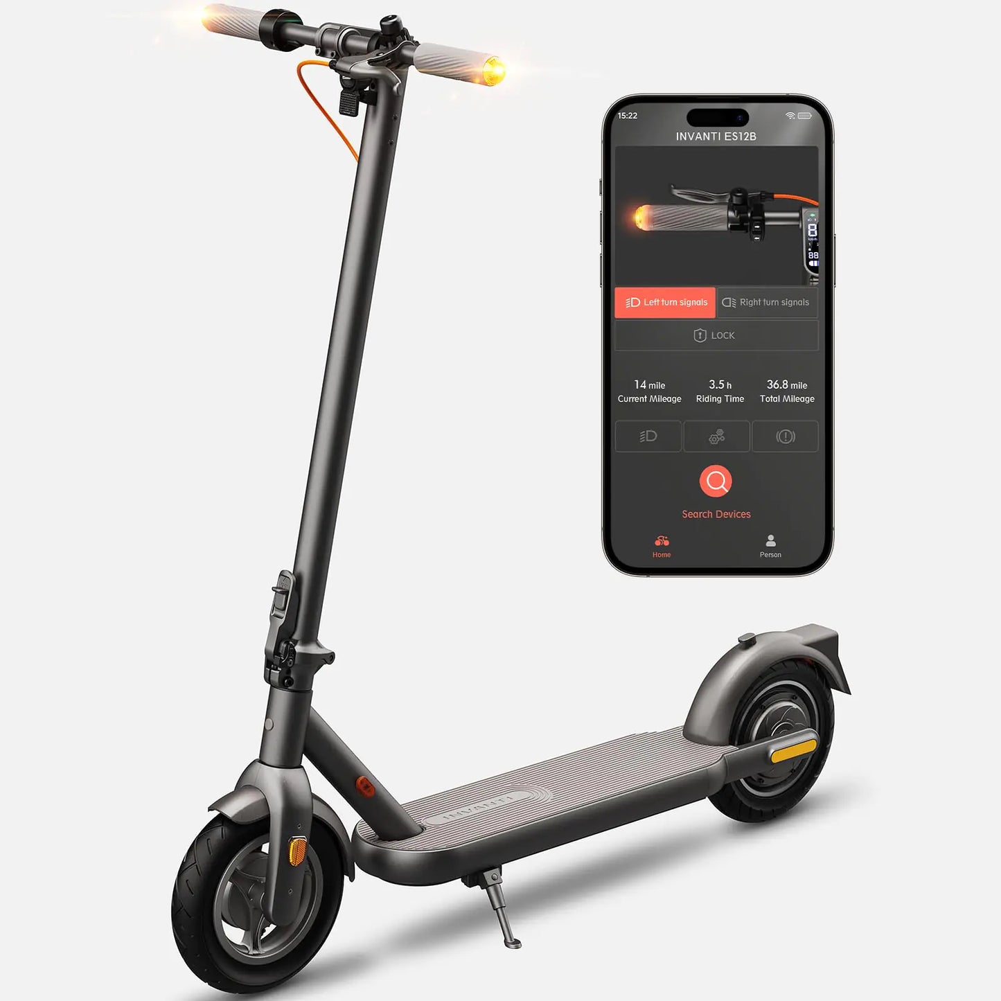Dluxe Ave. INVANTI V22PRO Electric Scooter for Adults 10" Honeycomb Tires 14 Miles Range 350W Motor & 20 MPH Portable Folding Commuting Electric Scooter with Turn Signals & App Black