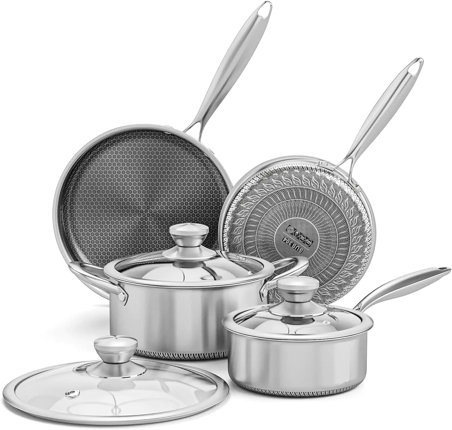 Dluxe Ave. AuFranc® Hybrid Nonstick Stainless Steel Pots and Pans Set Induction Cookware