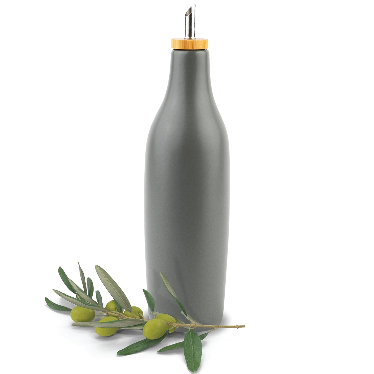 Dluxe Ave. Olive Oil Stoneware Dispenser Bottle Ceramic/ 16 Oz  (Grey)