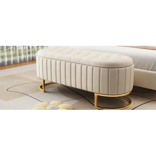 Dluxe Ave. Elegant Fabric Velvet Storage Footstool