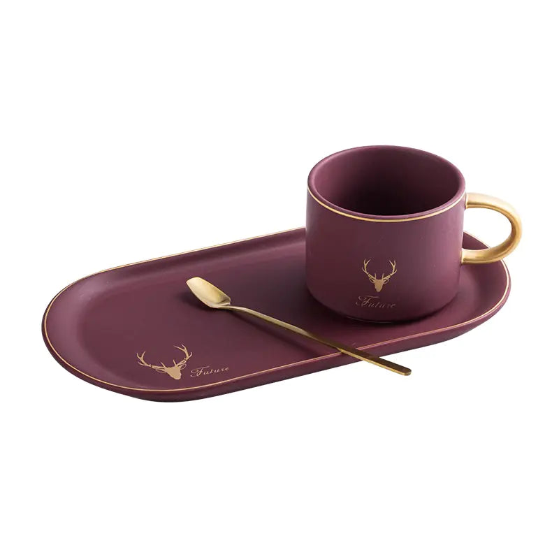 Dluxe Ave. Nordic Ceramic Coffee Mug Set with Saucer