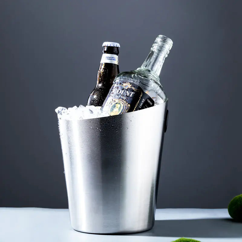 Dluxe Ave. Inclined Stainless Steel Ice Bucket for Household Use