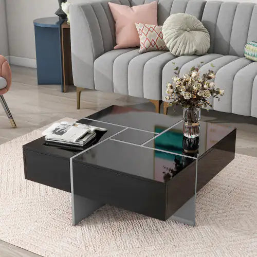 Dluxe Ave. Unique Design Coffee Table With 4 Hidden Storage Compartments