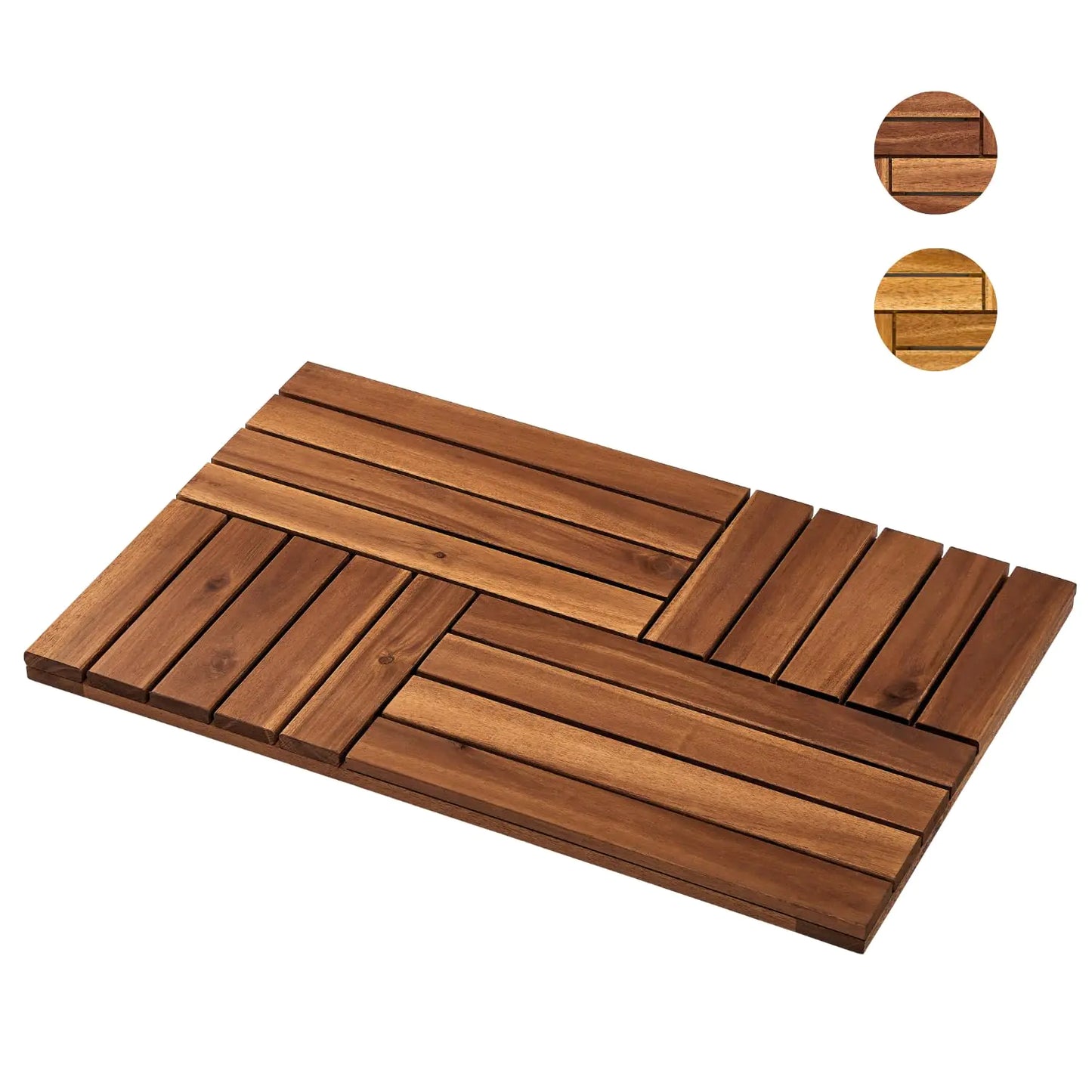 Dluxe Ave. THYOI Acacia Wood Bath Mat 23.8” x 15.3” Wooden Shower Mat for Bathroom  (Walnut)