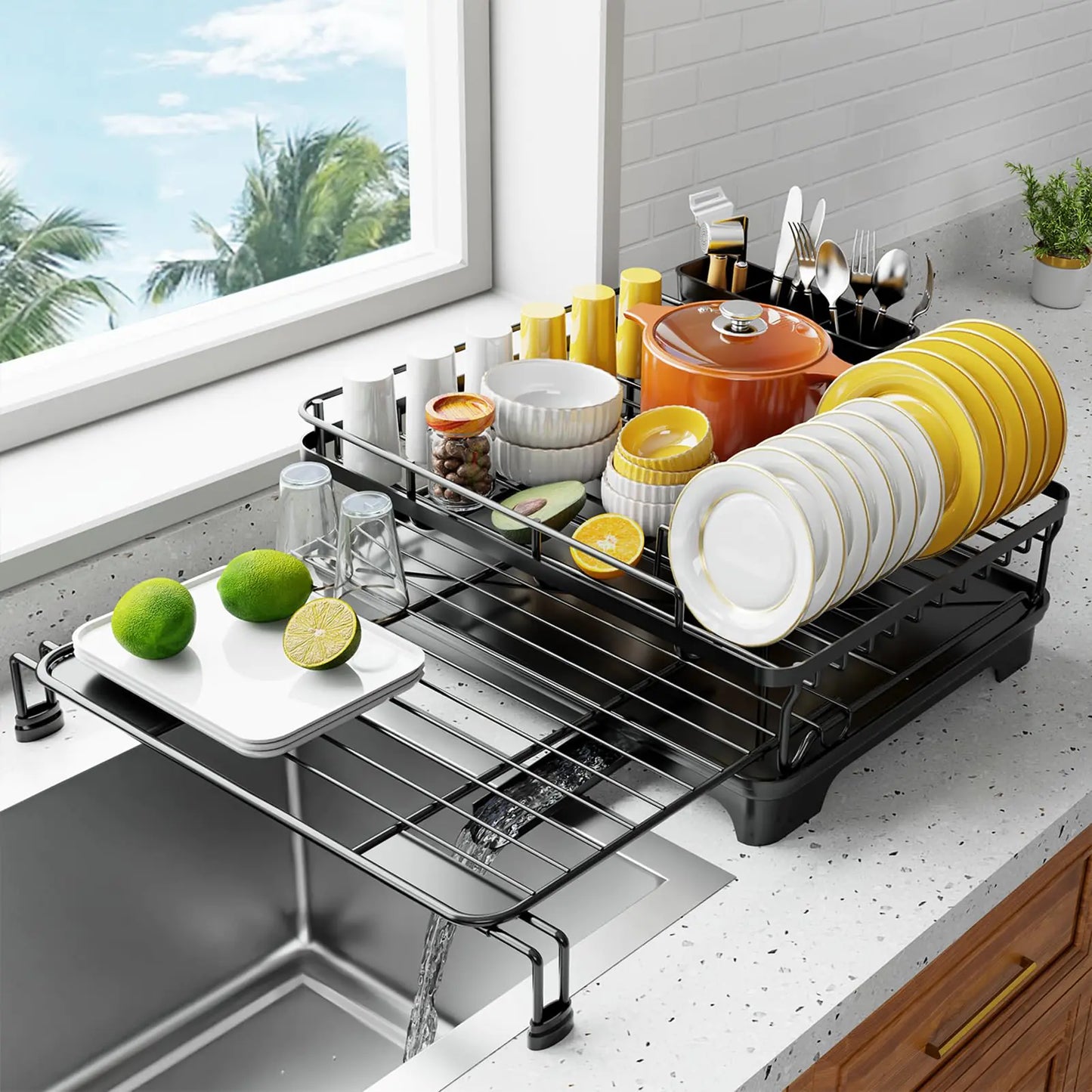 Dluxe Ave. Drying Dish Rack Extendable Over The Sink/ Black