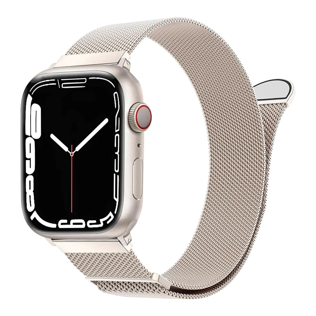 Dluxe Ave. iBazal Compatible with Apple Watch Band 49mm 45mm 44mm 42mm Stainless Steel Mesh Loop Magnetic Clasp Replacement for iWatch Series Ultra 2/Ultra SE/SE2 Series 9/8/7/6/5/4/3/2/1 - Starlight 42/44/45/49