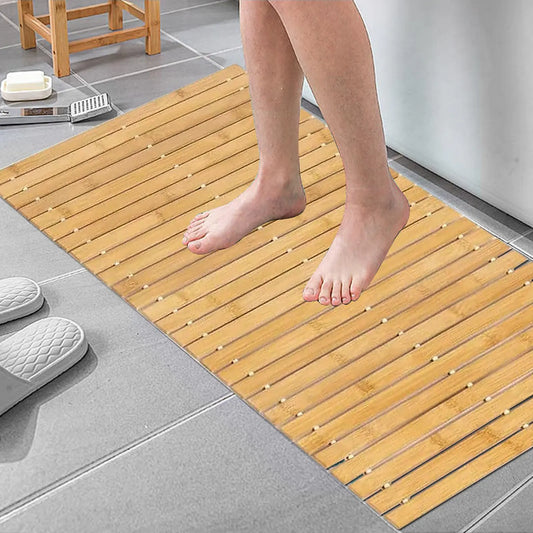 Dluxe Ave. Extra Large Bamboo Shower Mat for Inside Shower 58"x20"