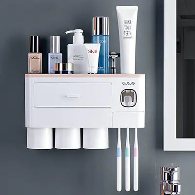 Dluxe Ave. Magnetic Toothbrush Holder Set with Automatic Toothpaste Dispenser