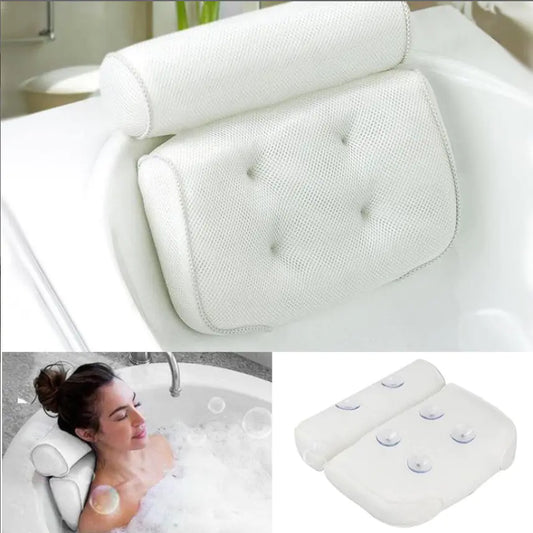 Dluxe Ave. 3D Mesh Spa Bath Pillow with 6 Suction Cups for Support