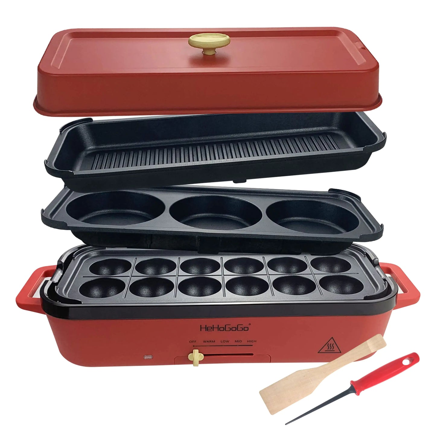 Dluxe Ave. Multifunctional Electric Griddle, Nonstick Baking Maker with 3 Interchangeable Pans
