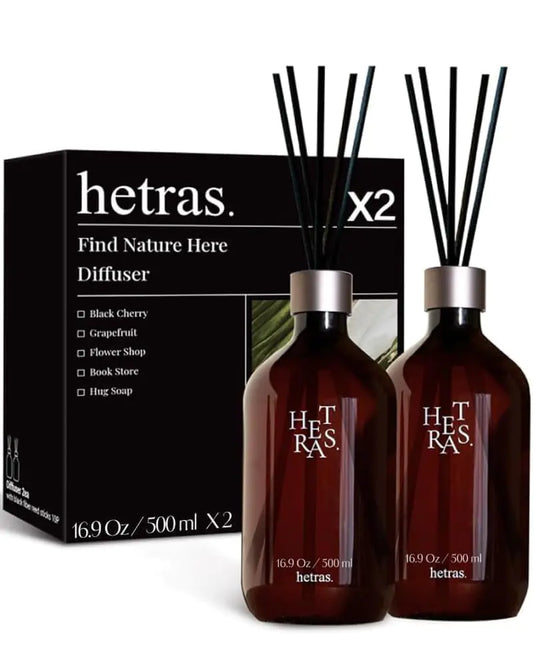 Dluxe Ave. hetras. Premium Reed Diffuser 16.9 fl.oz Pack of 2 | Fragrance Oil Diffuser & Sticks for Home & Office & Bathroom Decor - Gifts for Loved One (Book Store)