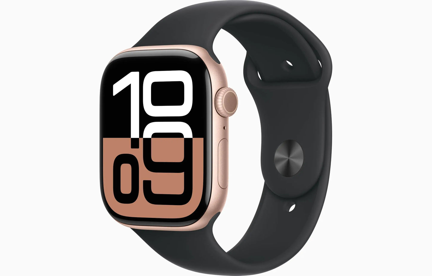 Dluxe Ave. Apple Watch Series 10 [GPS + Cellular 46mm] - Rose Gold Aluminum Case with Black Sport Band S/M (Renewed)