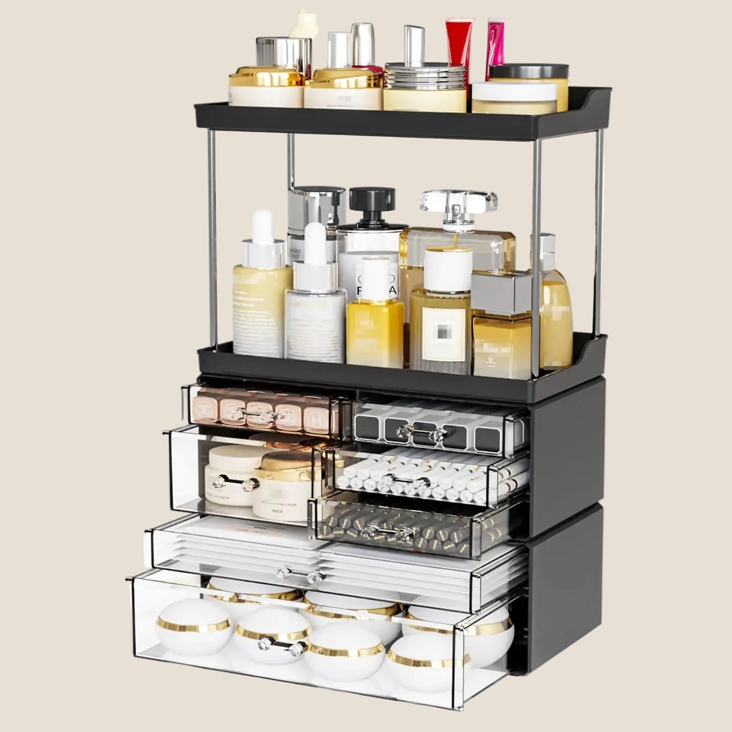 Dluxe Ave. Makeup Organizer With Drawers, Stackable Design, 19.1"