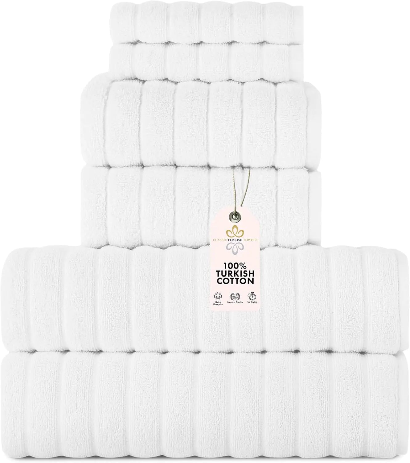 Dluxe Ave. Classic Turkish Towels CTT Luxury 6 Piece Towel Set 100% Turkish Cotton