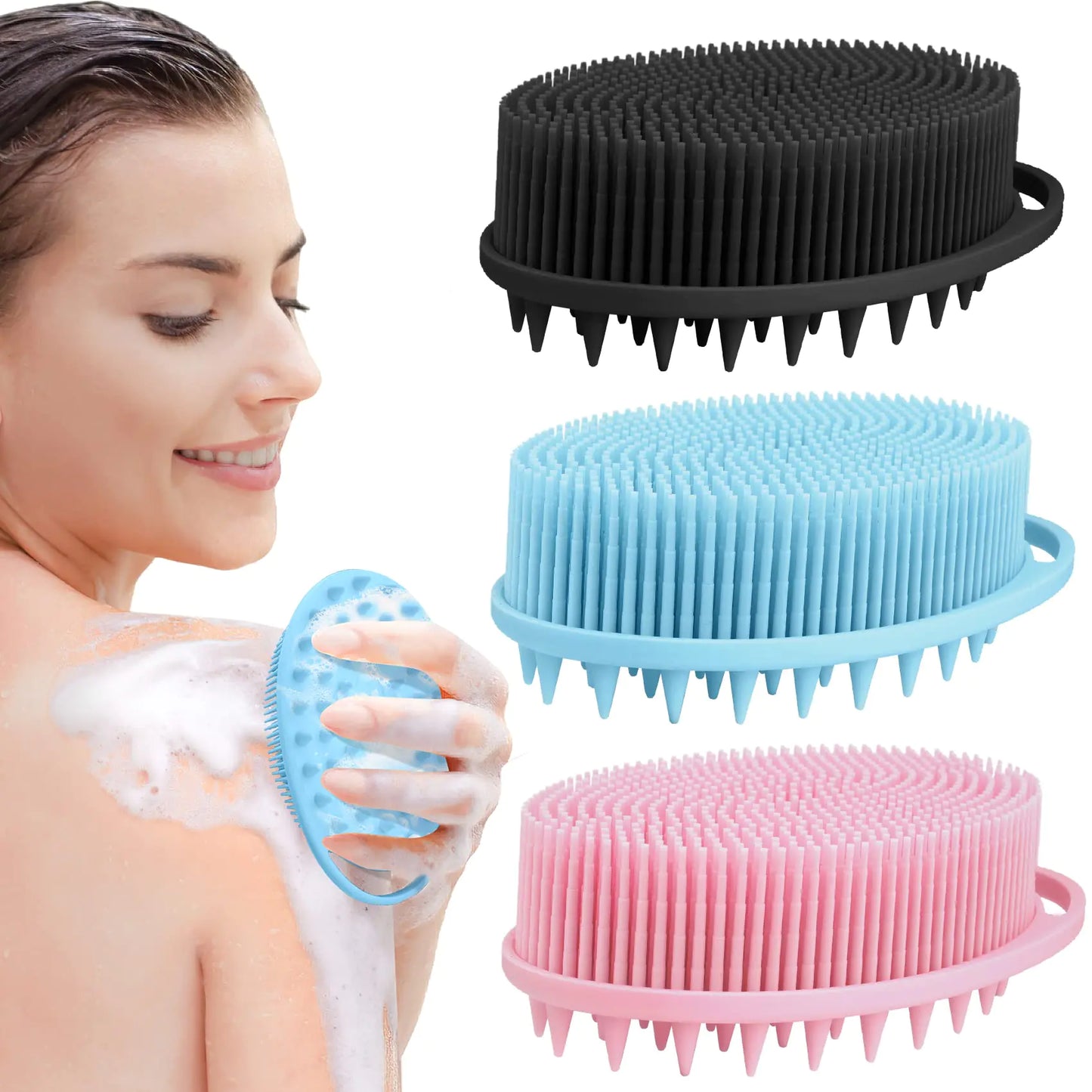 Dluxe Ave. 2 in 1 Silicone Body Scrubber/ Shampoo Brush 3 Pack