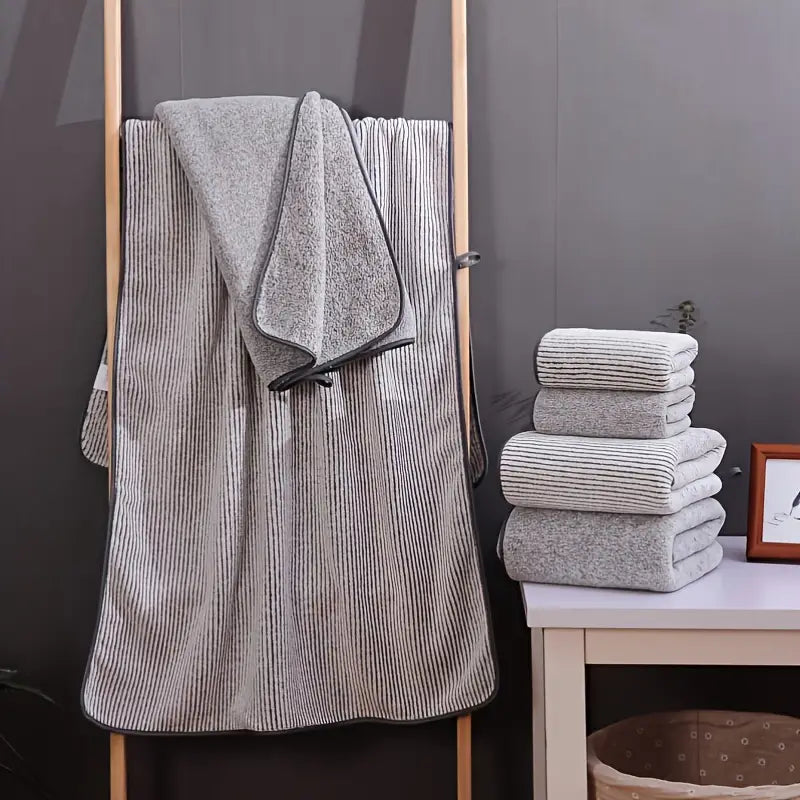 Dluxe Ave. Bamboo Charcoal Coral Fleece Bath Towel Gift Set