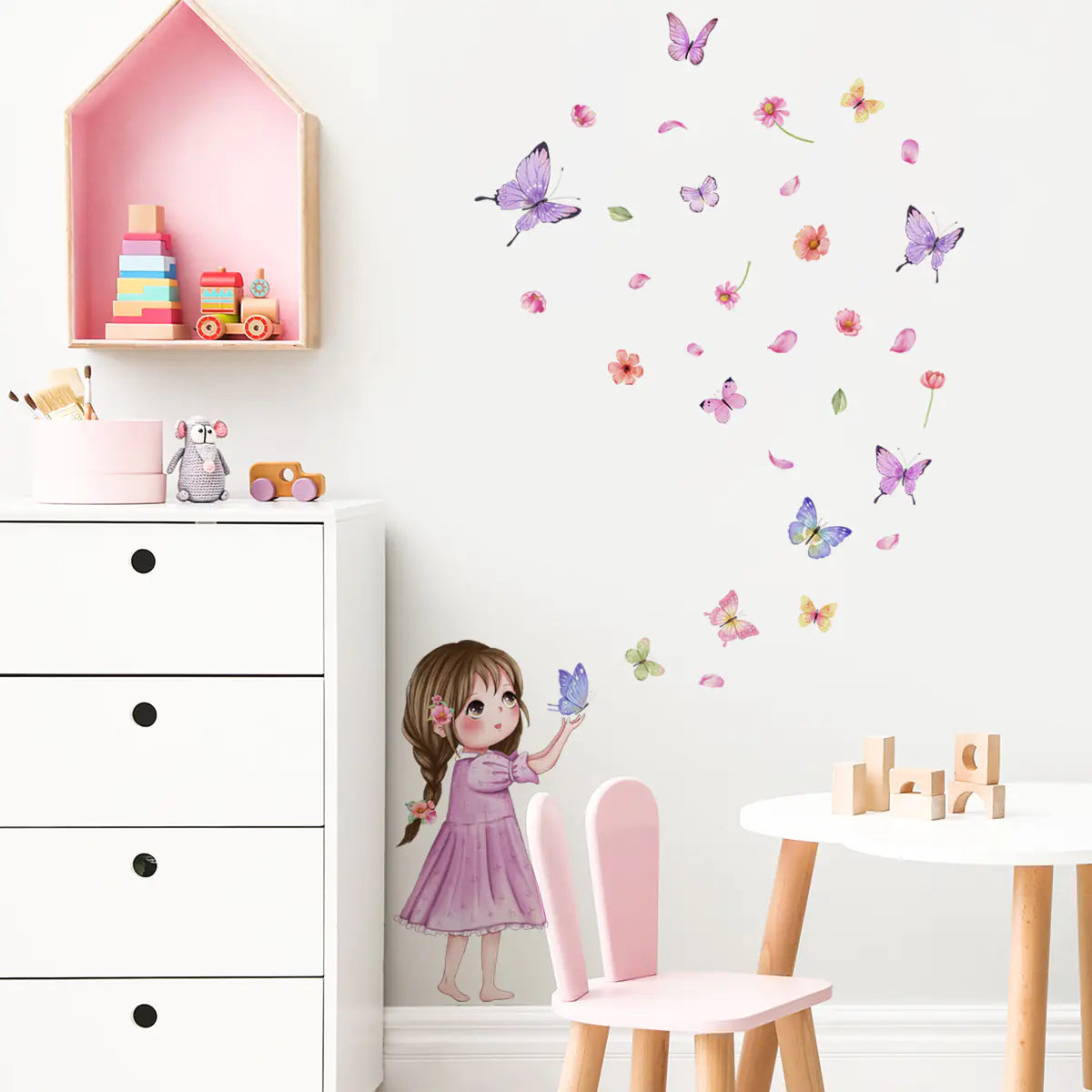Dluxe Ave. Girls Butterfly Wall Stickers for Kids' Bedroom Decor