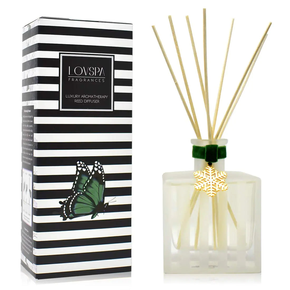 Dluxe Ave. LOVSPA Snow Pine Reed Diffuser Set - Chritsmas Tree Scent Diffuser for Home - Long Lasting Fragrance - Non-Toxic Oil Reed Diffuser - Made in The USA