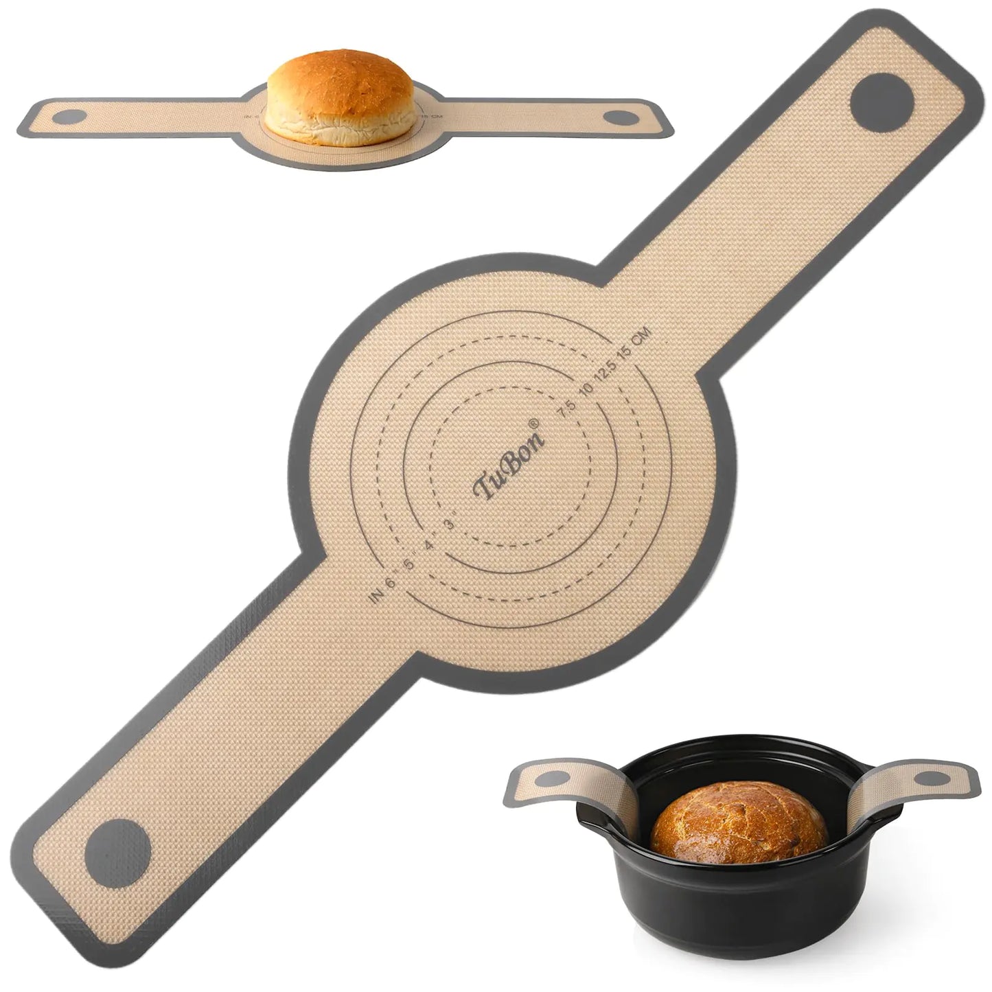Dluxe Ave. 8.3inch Round Silicone Bread Sling /Long Handles1 pcs (Grey)